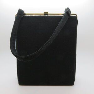 Vintage Handheld Black Wool Purse Bag L&M Spot Lite Exclusive Evening Top Handle